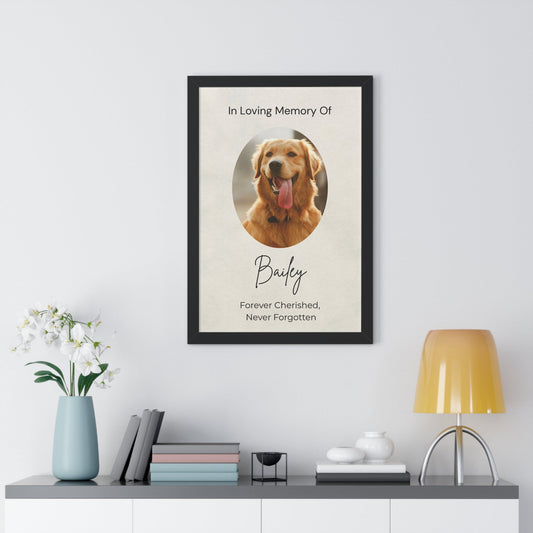 Large Framed Pet Memorial Print – 20x30"  Memorial Wall Art Prints Deeply Engraved