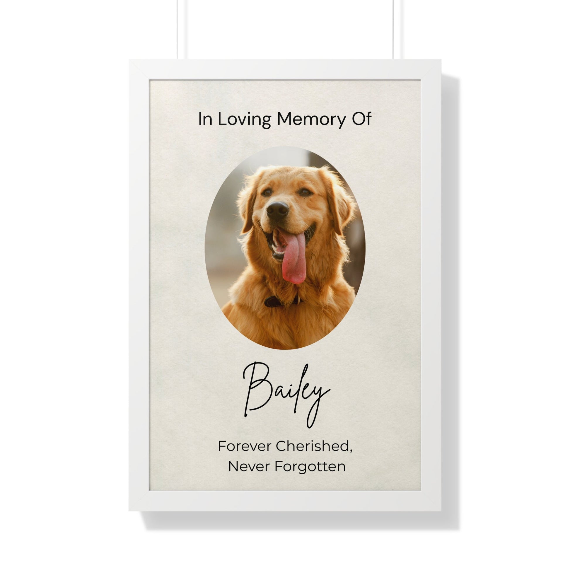 Large Framed Pet Memorial Print – 20x30"  Memorial Wall Art Prints Deeply Engraved