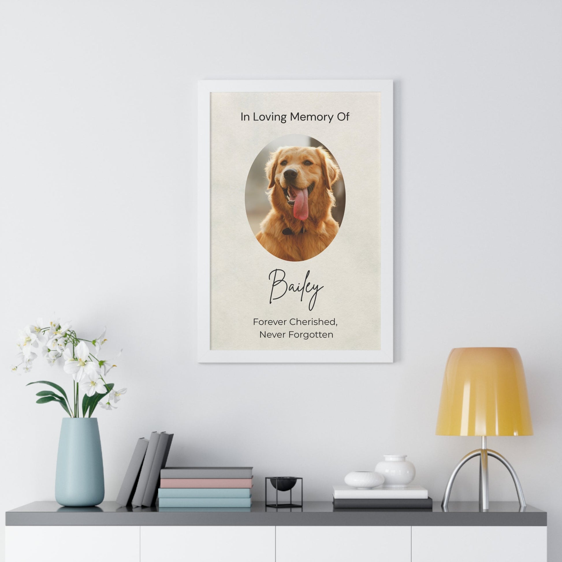 Large Framed Pet Memorial Print – 20x30"  Memorial Wall Art Prints Deeply Engraved