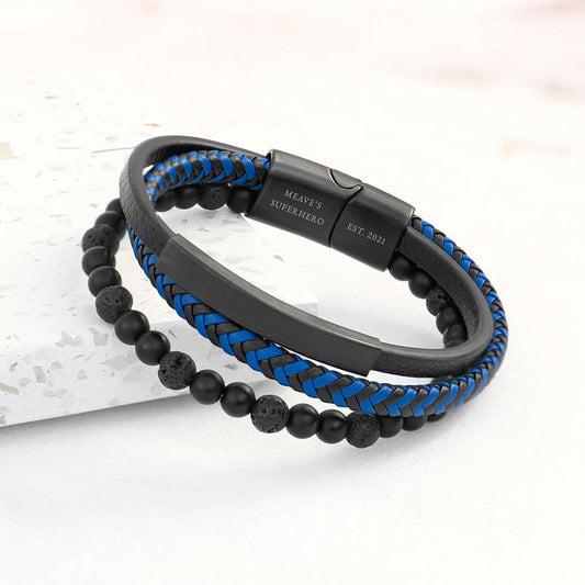Lava Stone Valor Bracelet  Men's Bracelets Deeply Engraved