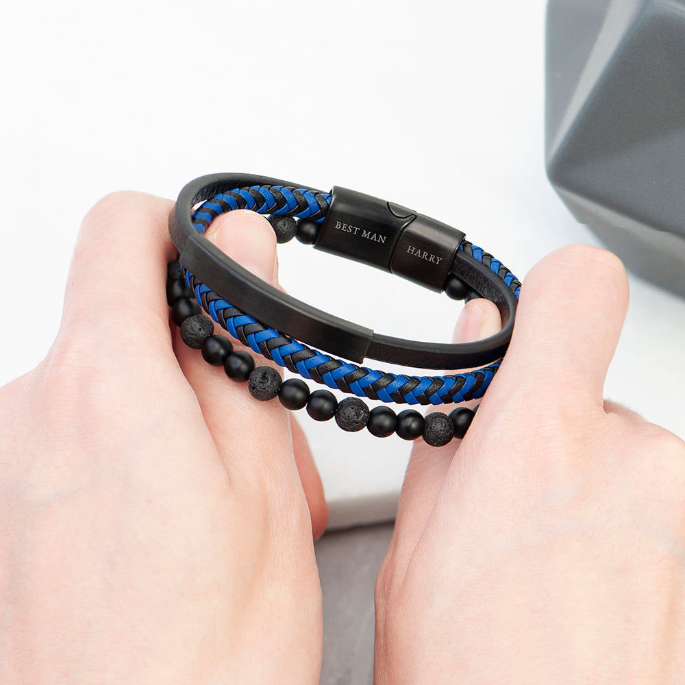 Lava Stone Valor Bracelet  Men's Bracelets Deeply Engraved
