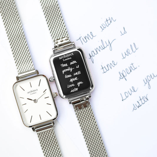 Lille Handwriting Engraved Watch - Cloud Silver  Ladies' Watches Deeply Engraved