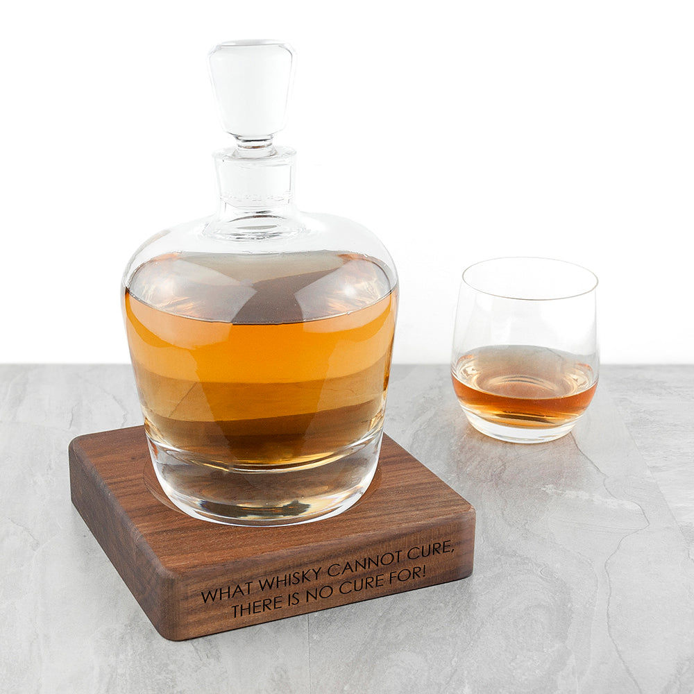LSA Whiskey Decanter & Engraved Walnut Base  LSA Glassware Deeply Engraved