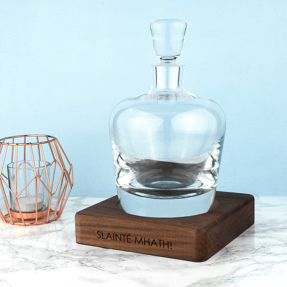 LSA Whiskey Decanter & Engraved Walnut Base  LSA Glassware Deeply Engraved