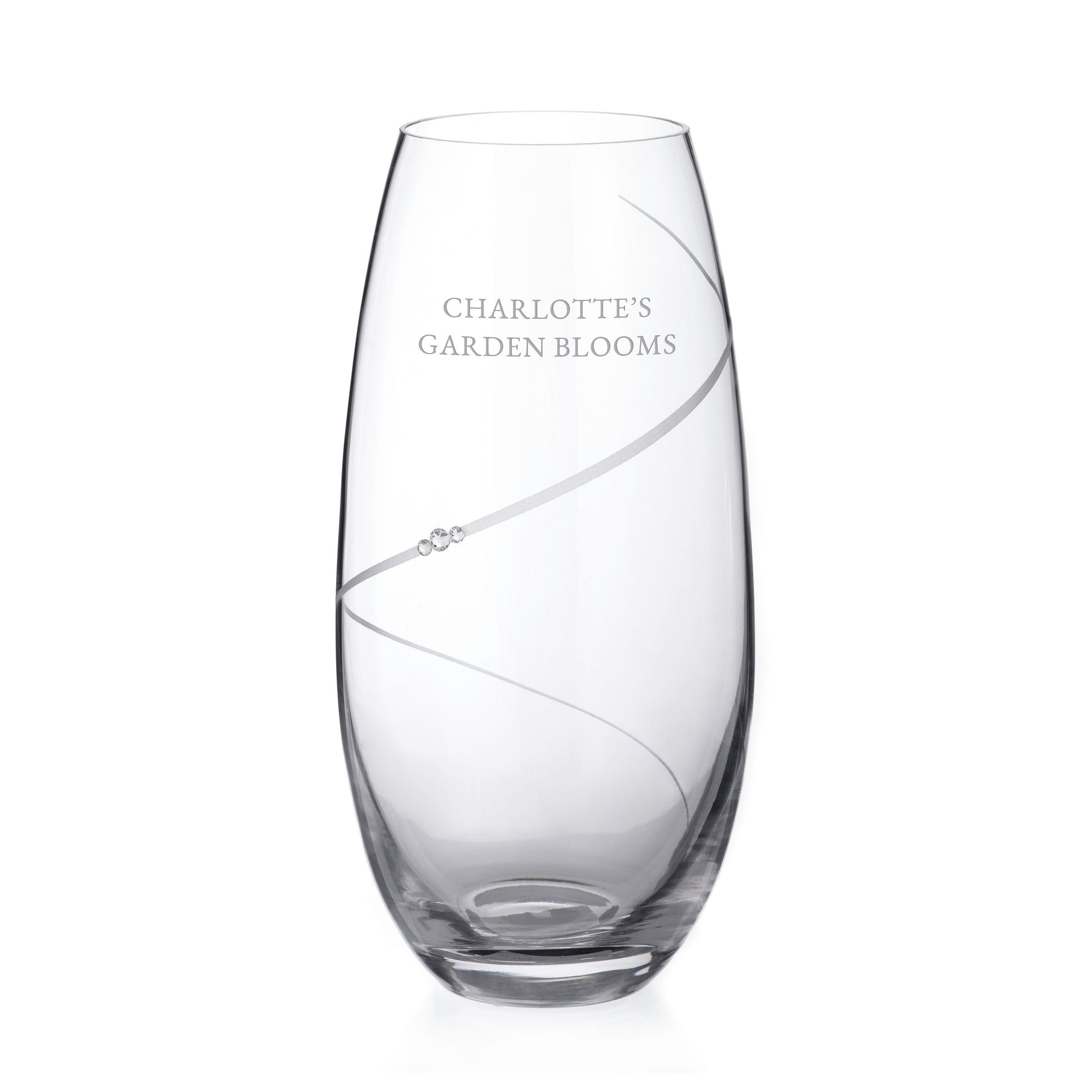 Luna Glass Vase | Personalized With Spiral Swarovski Crystals  Glass Vase Deeply Engraved