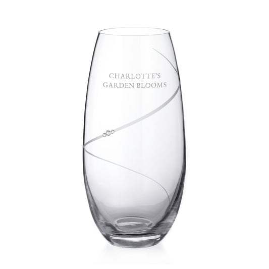 Luna Glass Vase | Personalized With Spiral Swarovski Crystals  Glass Vase Deeply Engraved