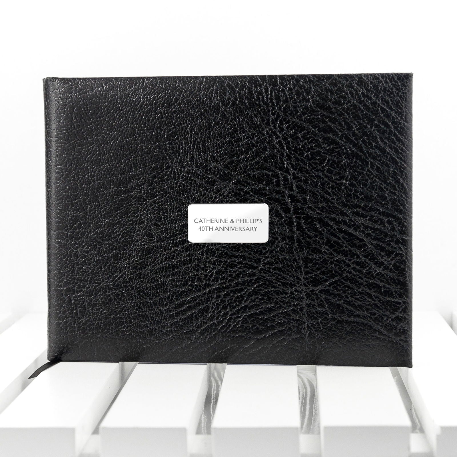Luxe Leather Personalized Guest Book - Black  Guest Books Deeply Engraved