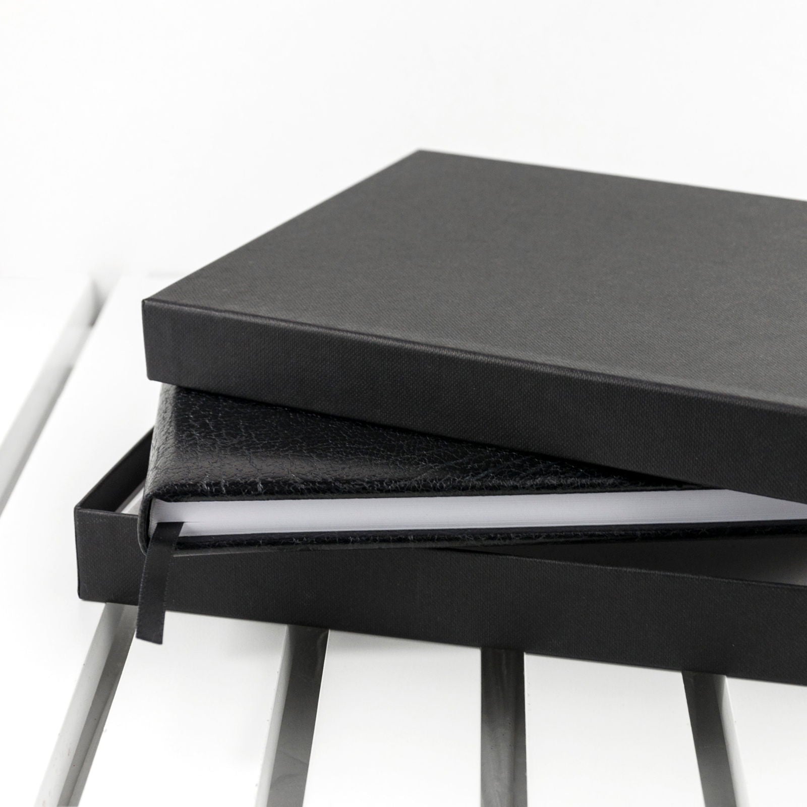Luxe Leather Personalized Guest Book - Black  Guest Books Deeply Engraved