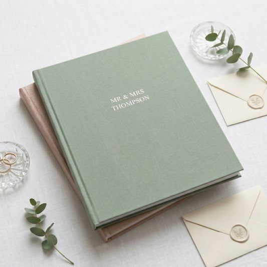 Luxurious Personalized Woven Cloth Photo Album  Photo Albums Deeply Engraved