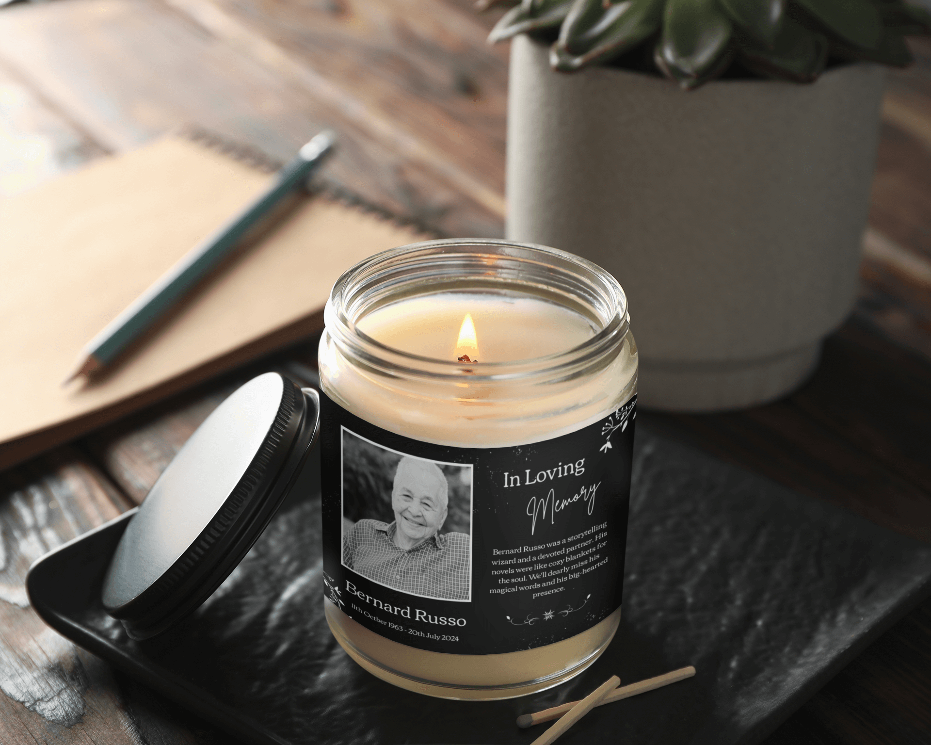 Memorial Scented Soy Candle - In Loving Memory of  Scented Candles Deeply Engraved