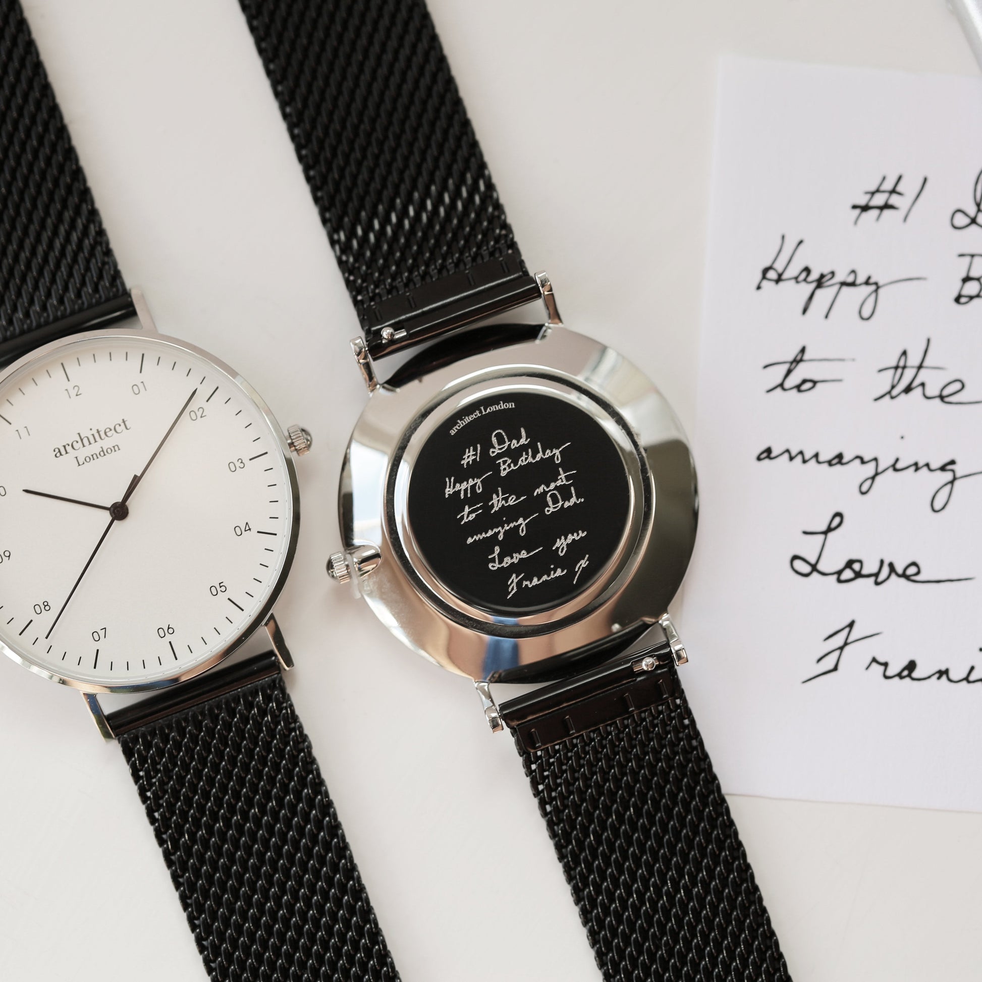 Men's Handwriting Engraved Minimalist Watch - Black  Men's Watches Deeply Engraved