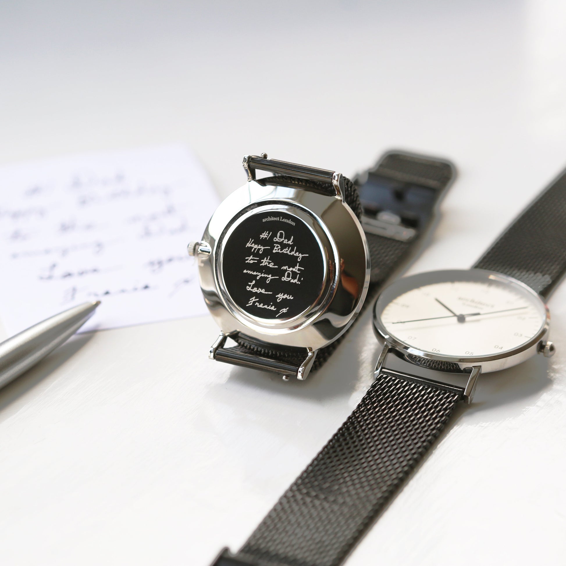 Men's Handwriting Engraved Minimalist Watch - Black  Men's Watches Deeply Engraved