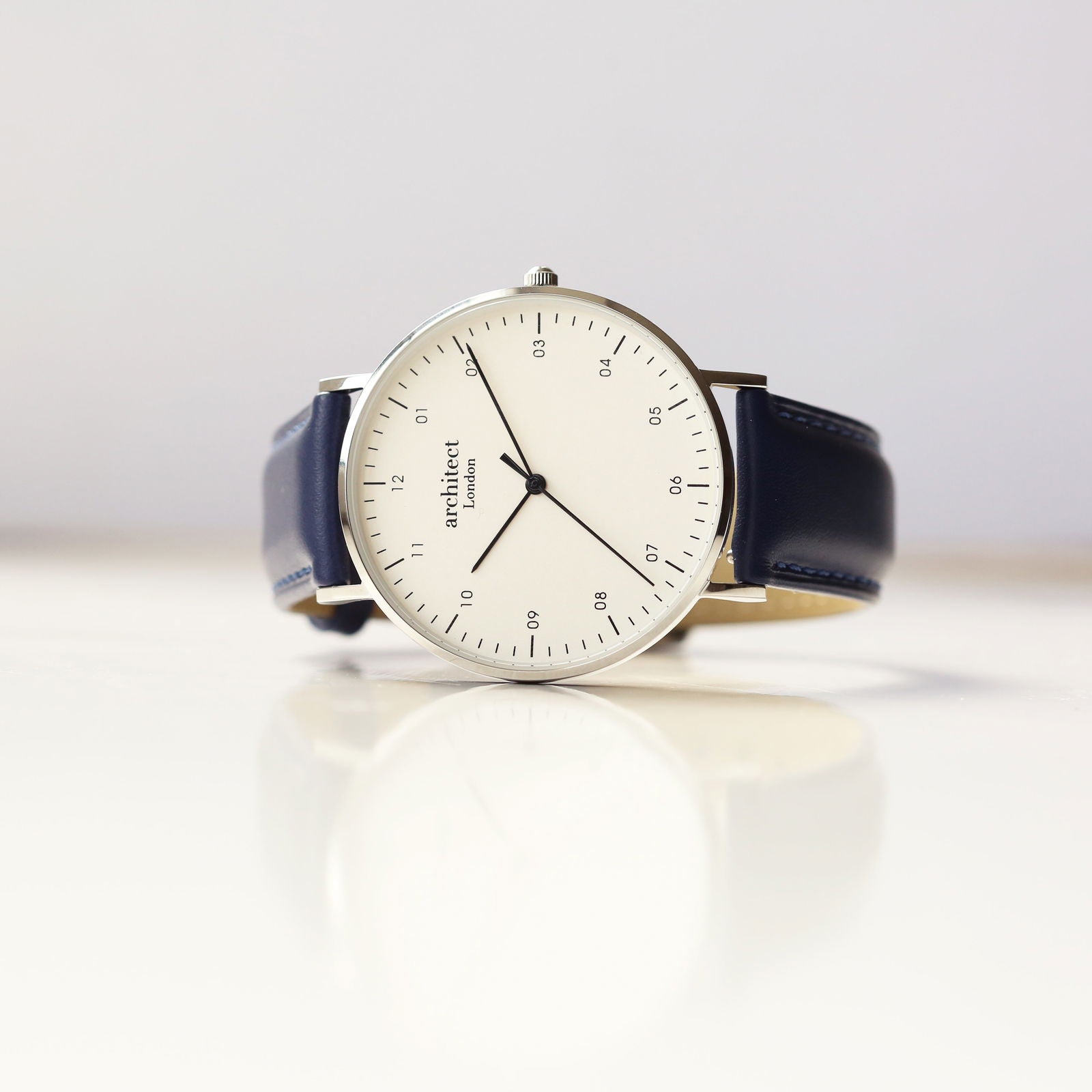 Men's Handwriting Engraved Minimalist Watch - Blue  Men's Watches Deeply Engraved