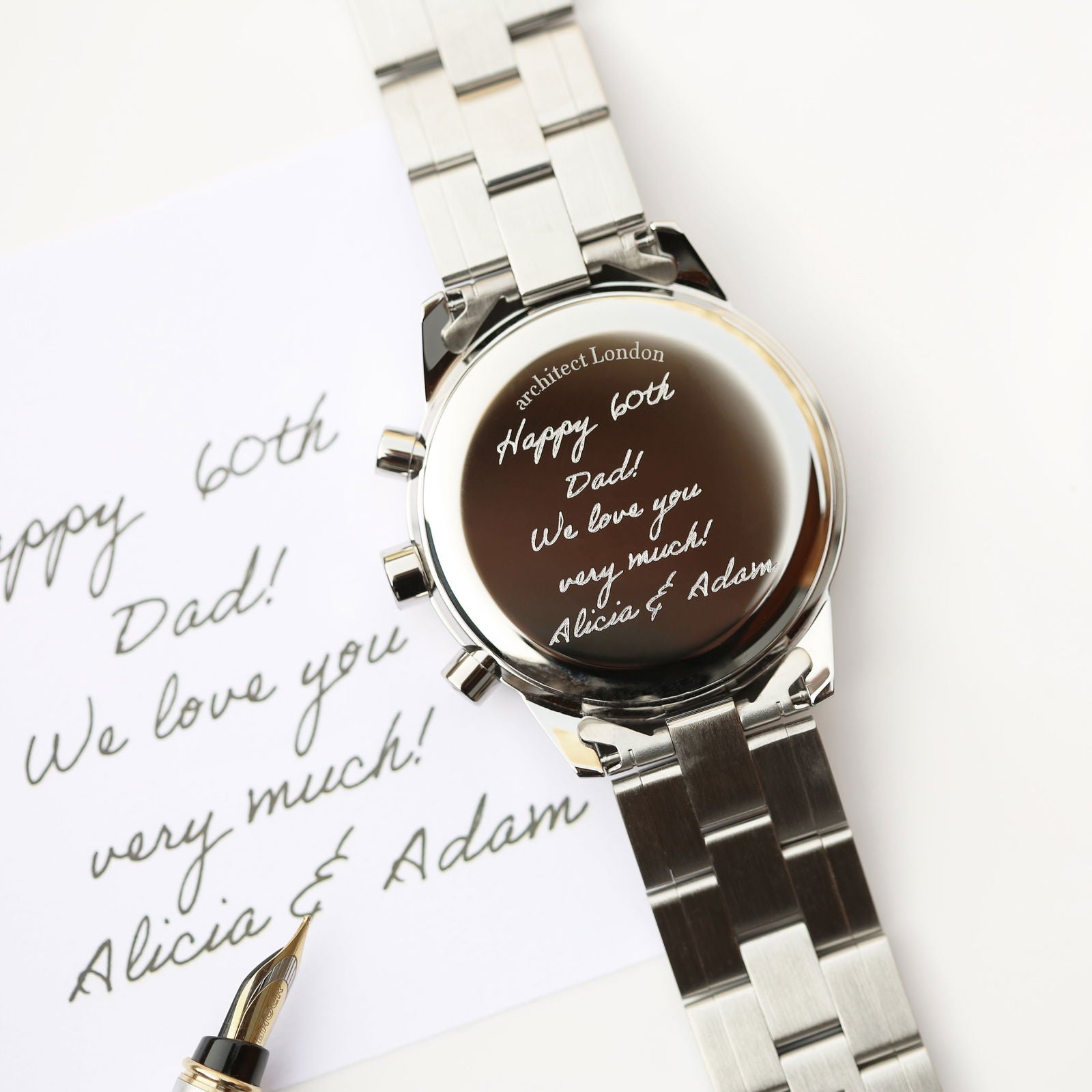 Handwriting Engraved Swiss Watch | Mens' Custom ETA Chronograph