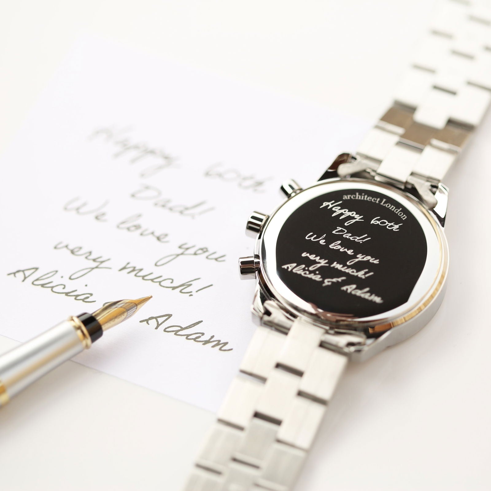 Men's Handwriting Engraved Swiss Watch  Men's Watches Deeply Engraved