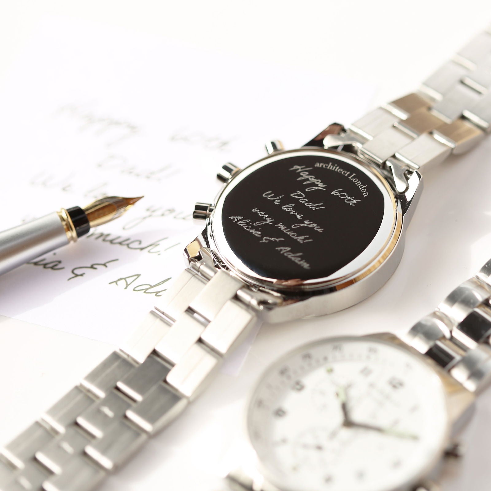 Men's Handwriting Engraved Swiss Watch  Men's Watches Deeply Engraved