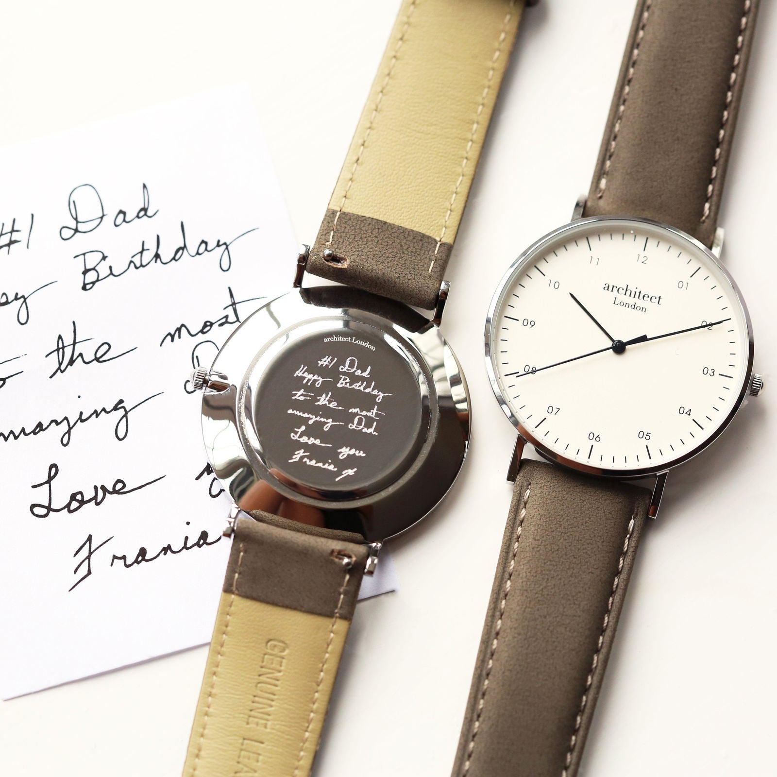 Men's Handwriting Engraved Watch - Grey  Men's Watches Deeply Engraved
