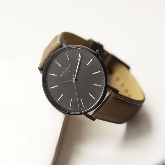 Men's Handwriting Personalized Watch - Minimalist Watch + Urban Grey  Men's Watches Deeply Engraved