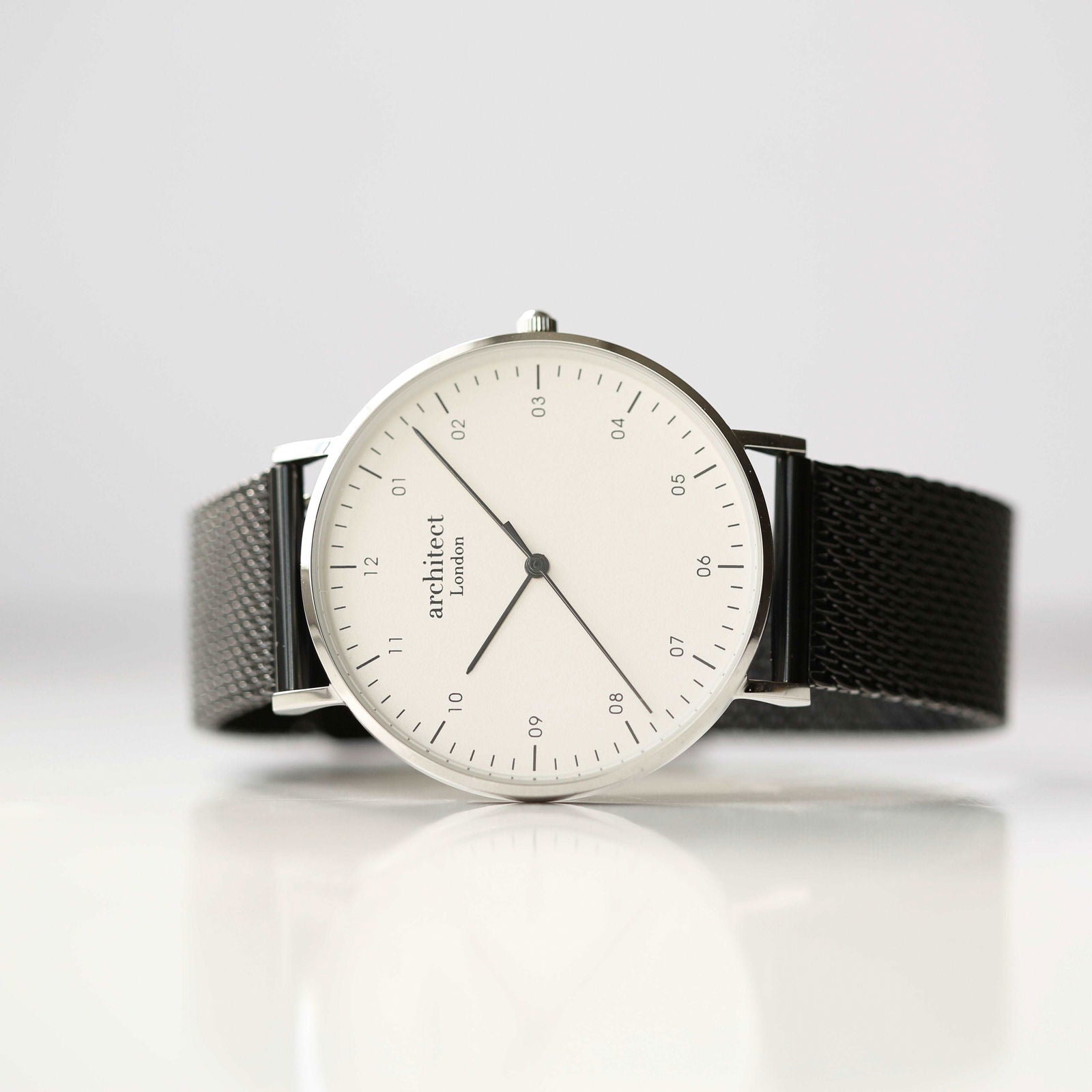 Men's Minimalist Engraved Watch In Black Mesh  Men's Watches Deeply Engraved