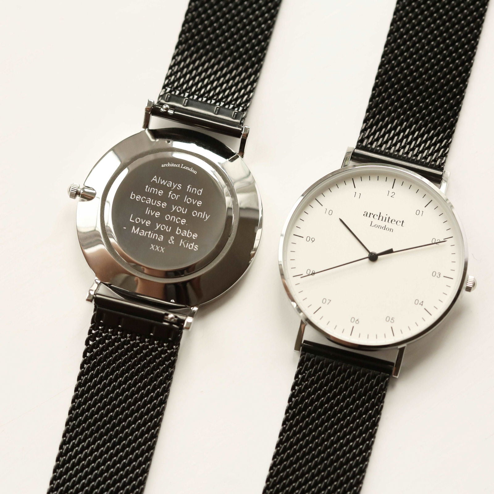 Men's Minimalist Engraved Watch In Black Mesh  Men's Watches Deeply Engraved