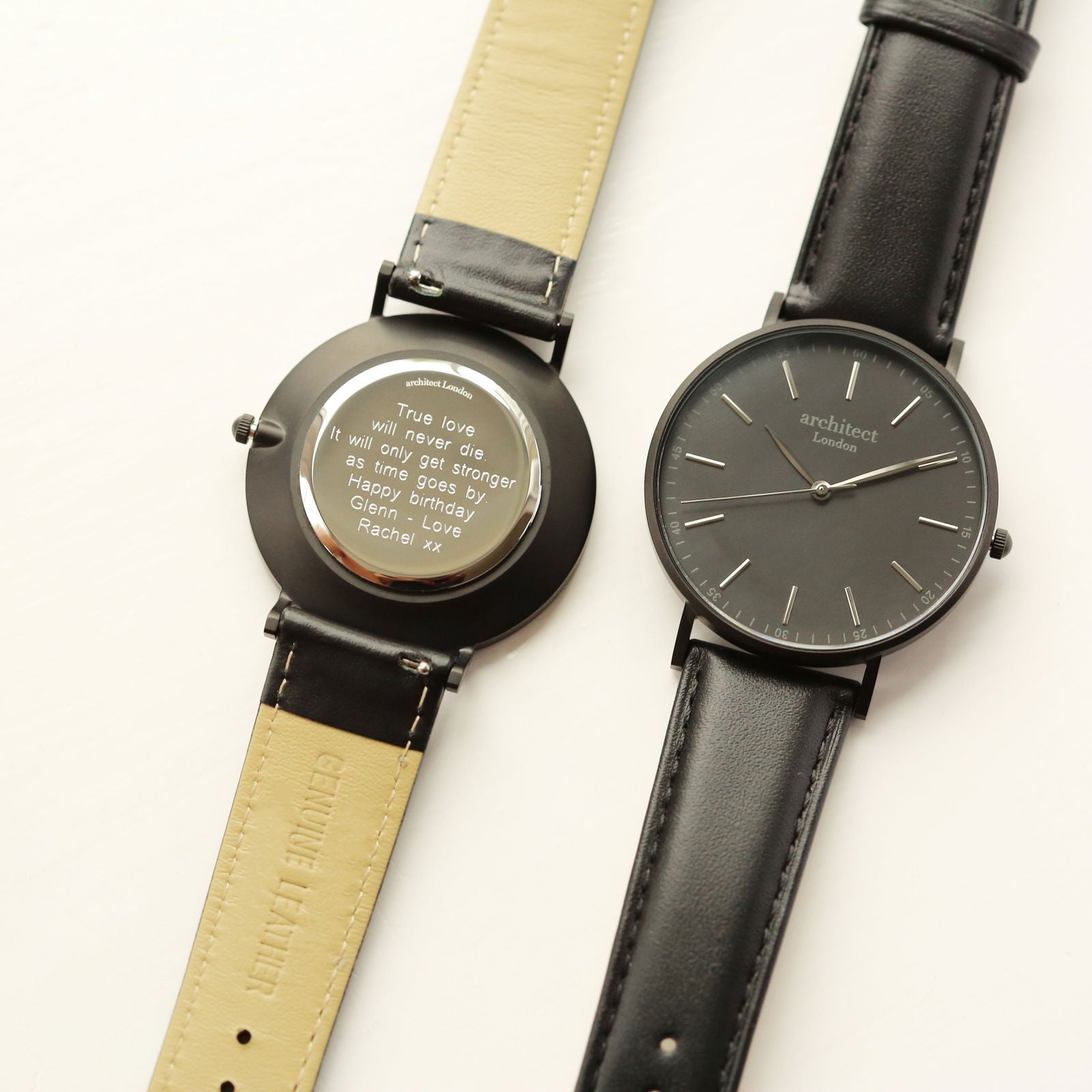 Men's Minimalist Engraved Watch In Black Strap - Black Dial  Men's Watches Deeply Engraved