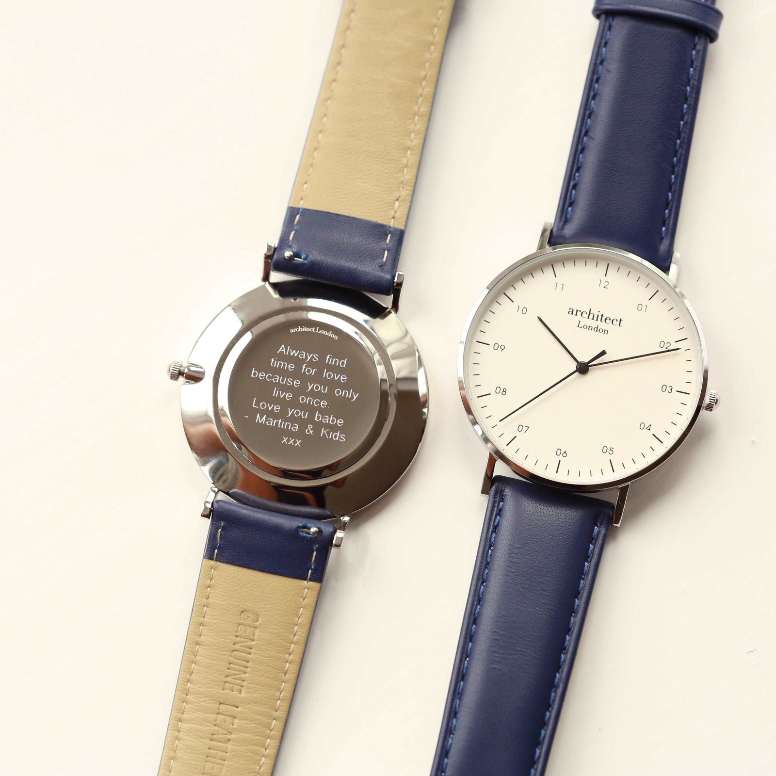 Men's Minimalist Personalized Watch - Blue  Men's Watches Deeply Engraved