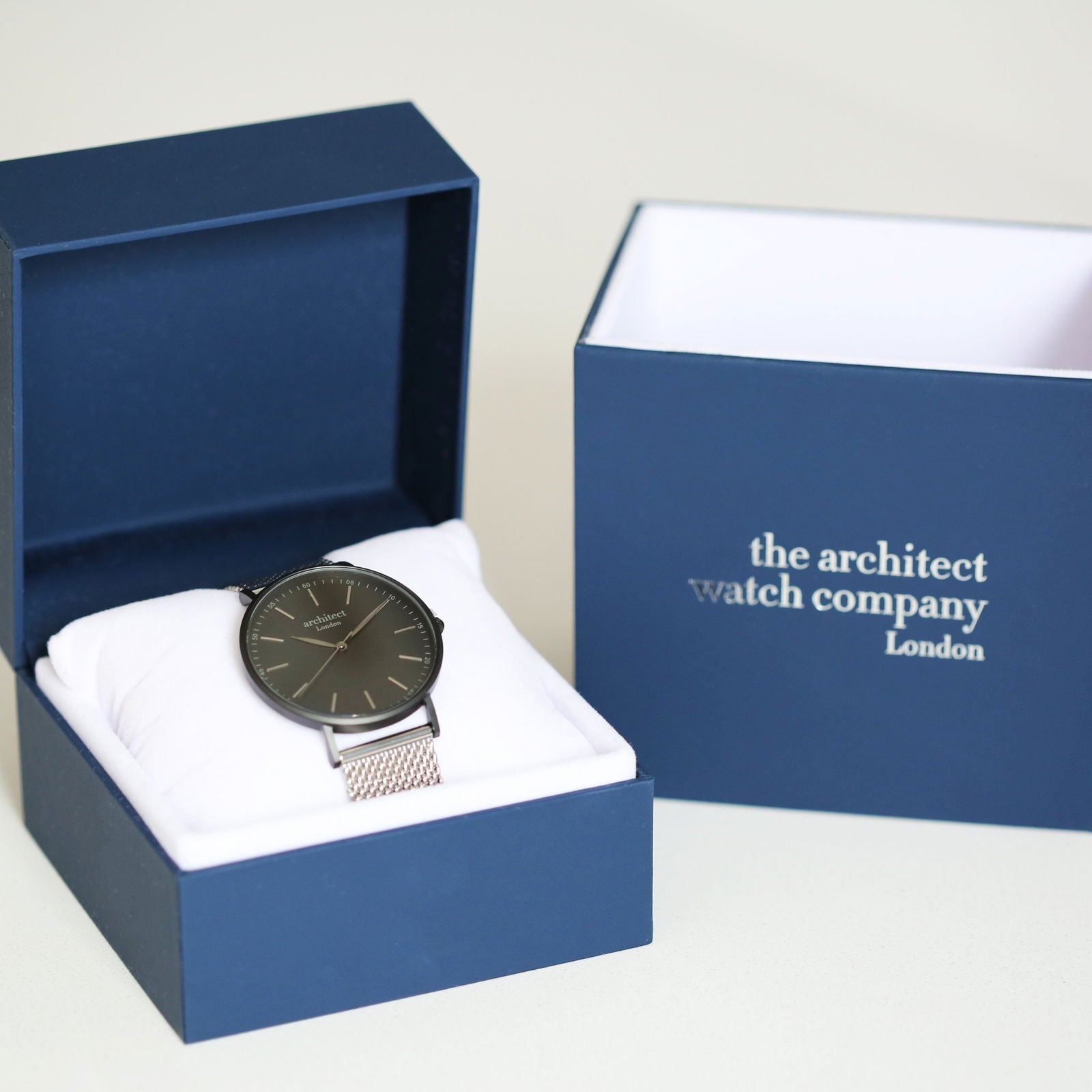 Men's Minimalist Personalized Watch In Steel Silver Mesh  Men's Watches Deeply Engraved