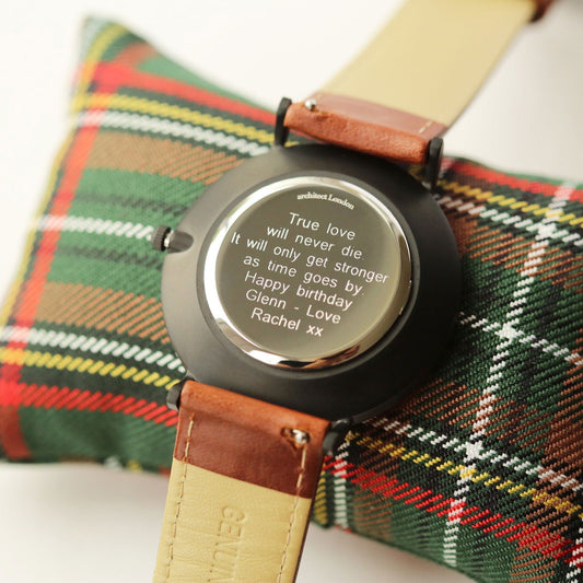 Men's Minimalist Personalized Watch In Walnut  Men's Watches Deeply Engraved