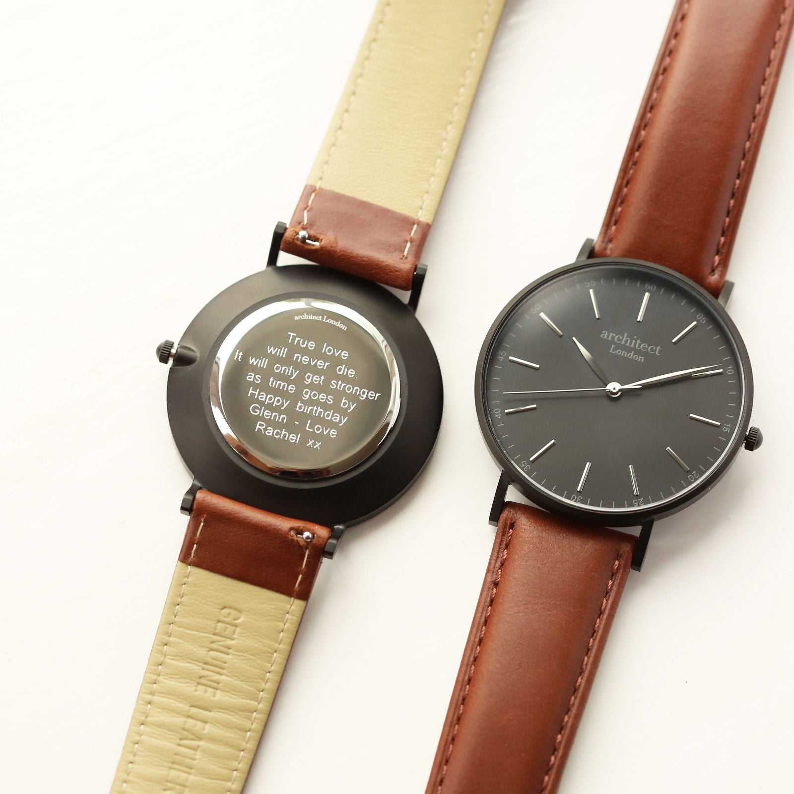 Men's Minimalist Personalized Watch In Walnut  Men's Watches Deeply Engraved