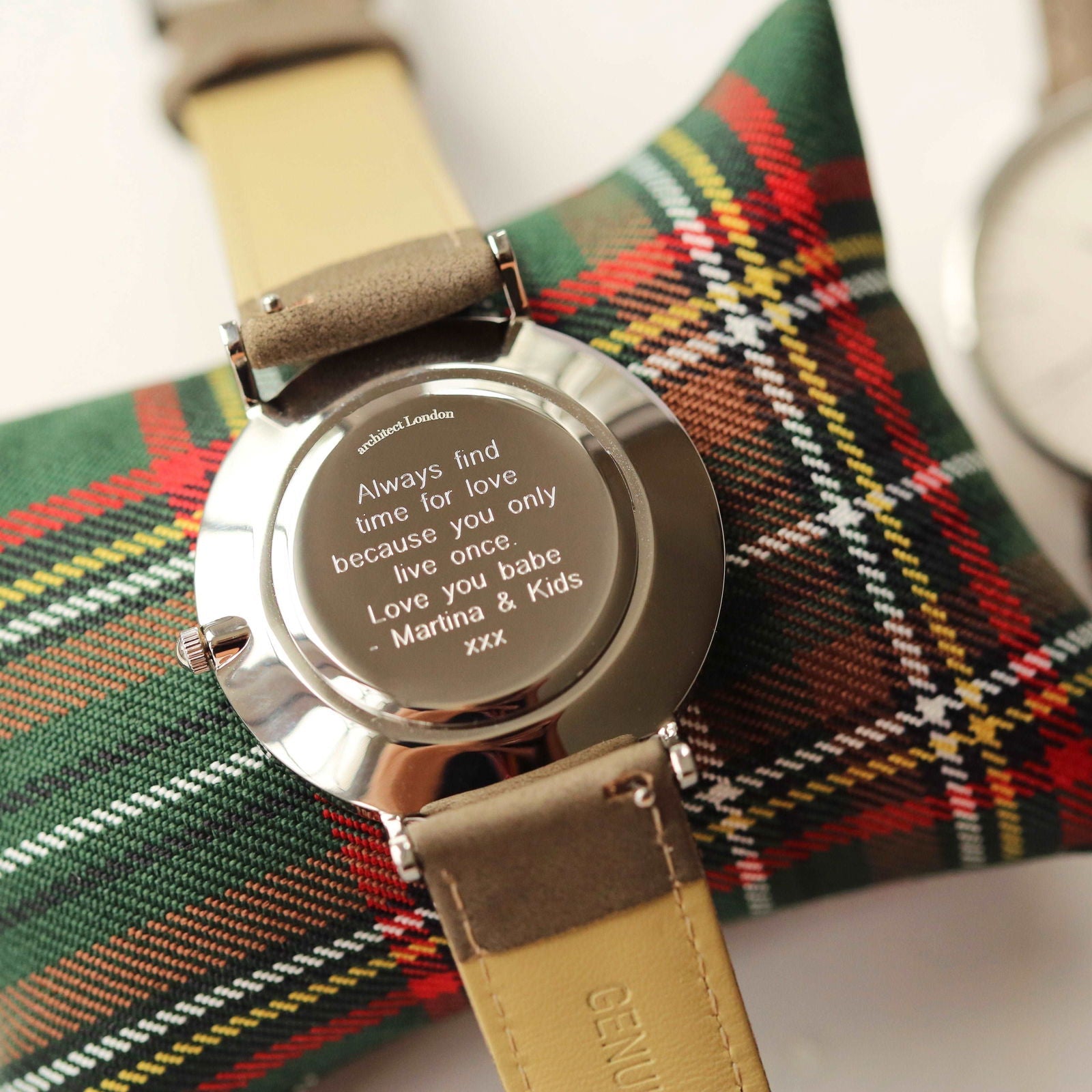 Men's Minimalist Personalized Watch - Urban Grey  Men's Watches Deeply Engraved
