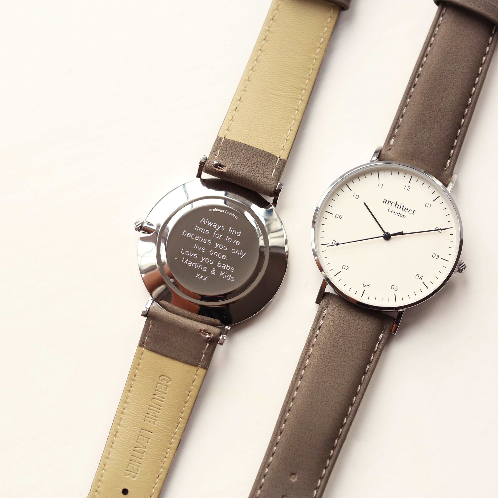 Men's Minimalist Personalized Watch - Urban Grey  Men's Watches Deeply Engraved