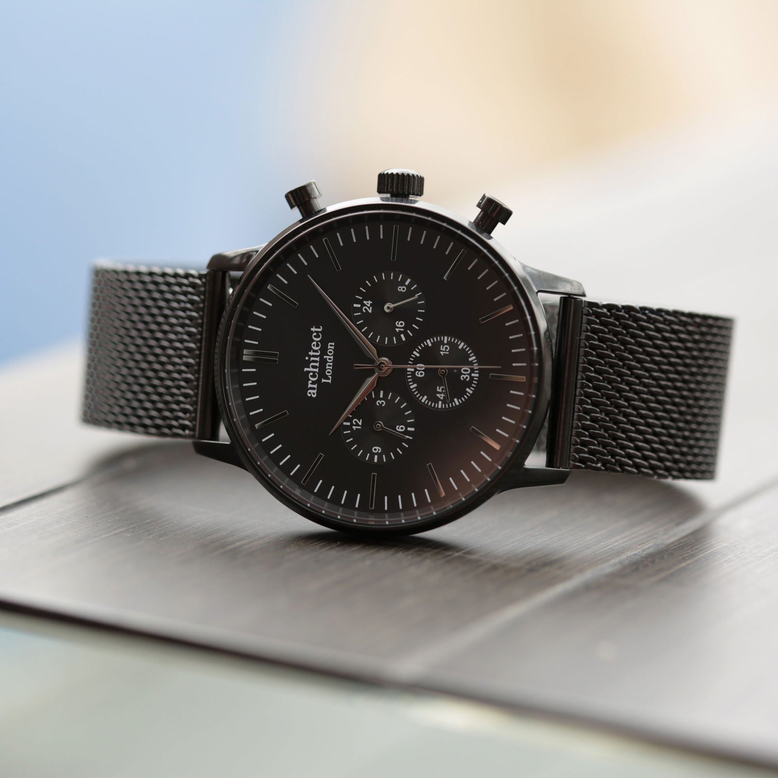 Midnight Signature Engraved Watch – Black Mesh  Men's Watches Deeply Engraved