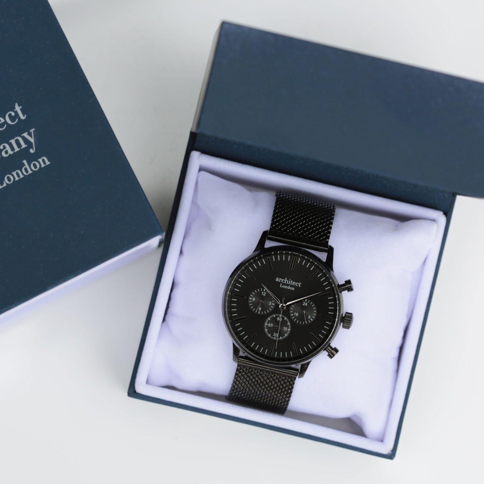 Midnight Signature Engraved Watch – Black Mesh  Men's Watches Deeply Engraved
