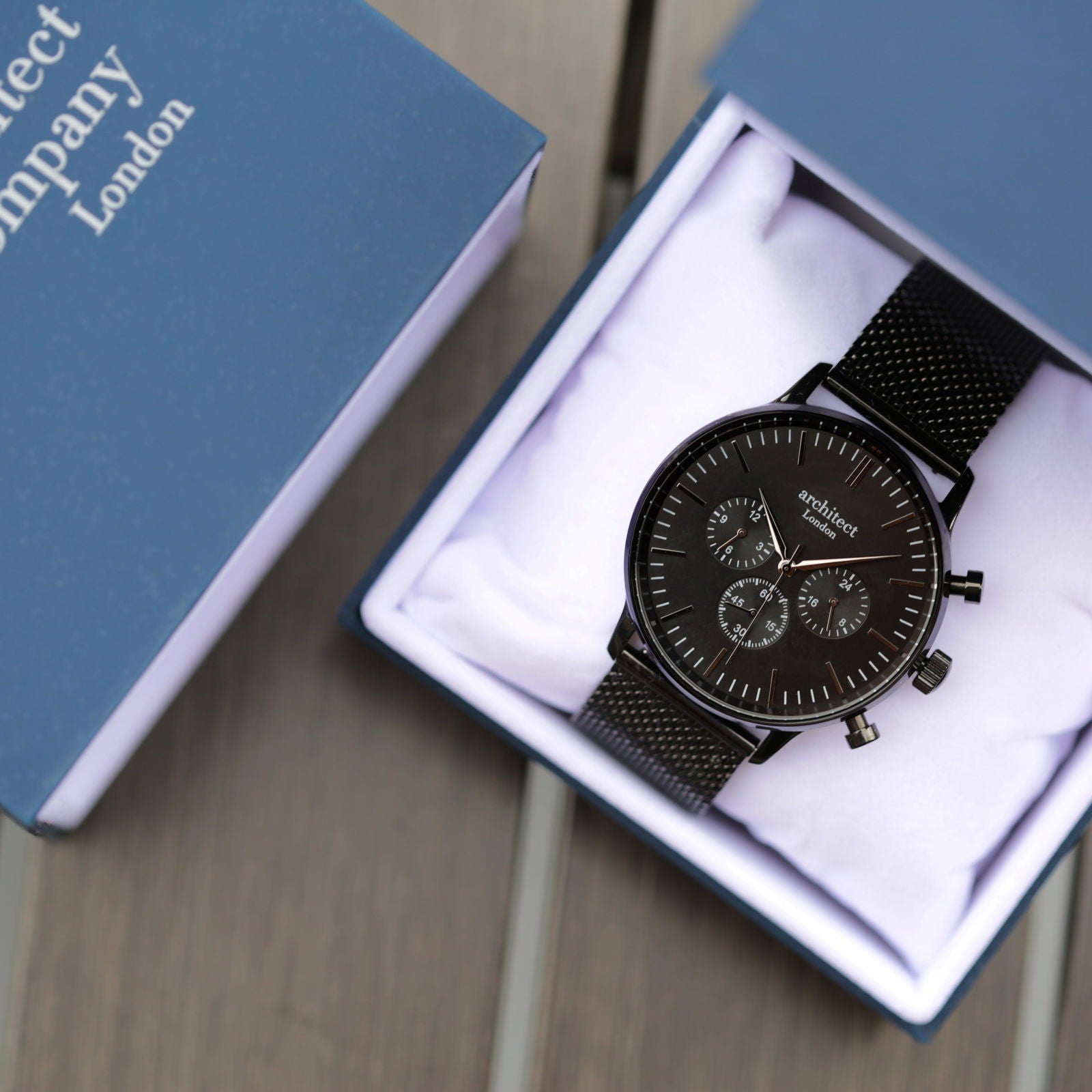 Midnight Signature Engraved Watch – Black Mesh  Men's Watches Deeply Engraved
