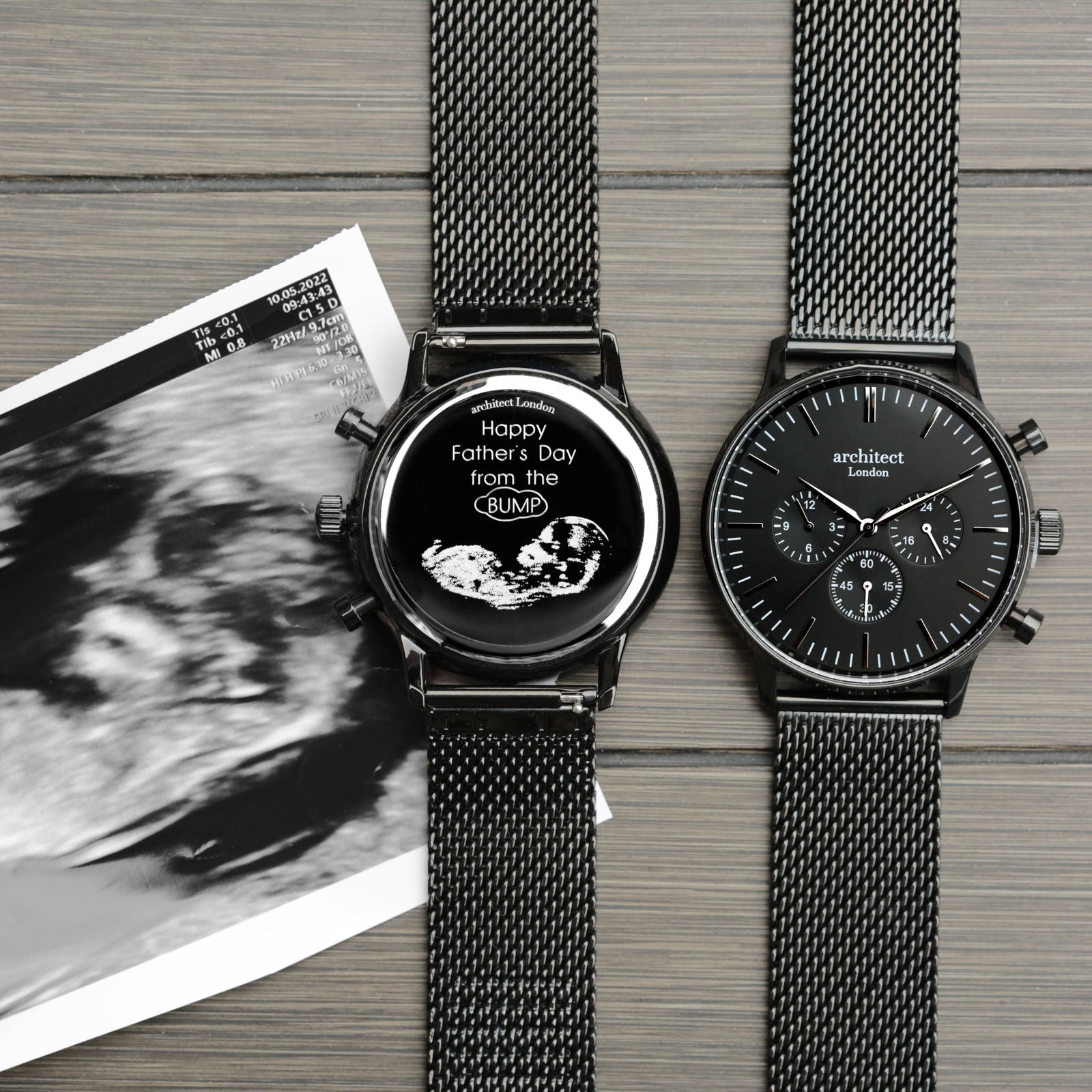 Midnight Signature - Handwriting Engraved Watch - Black Mesh  Men's Watches Deeply Engraved