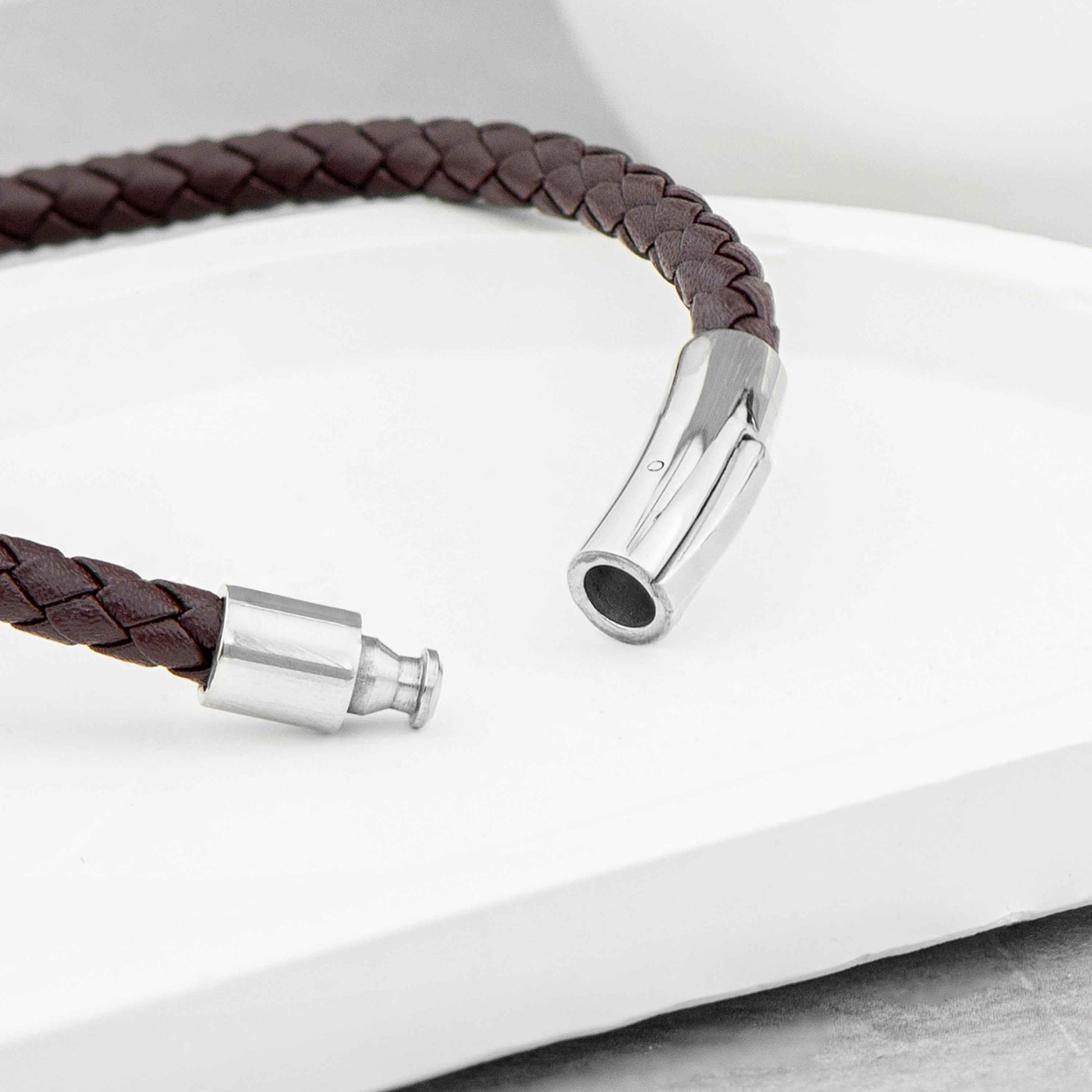 Mirek – Engraved Leather & Bead Bracelet  Men's Bracelets Deeply Engraved