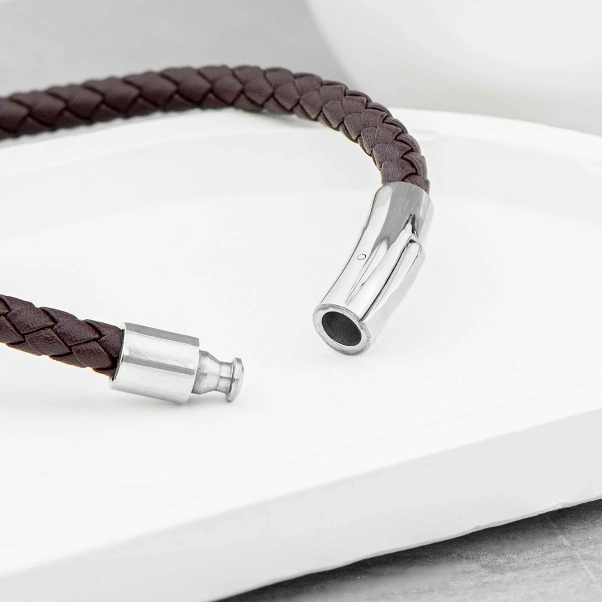 Mirek – Engraved Leather & Bead Bracelet  Men's Bracelets Deeply Engraved