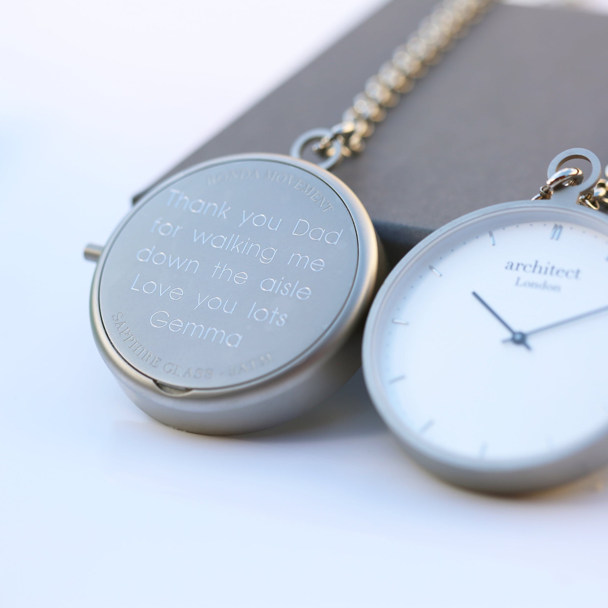 Modern Personalized Engraved Pocket Watch – Brushed Silver  Pocket Watches Deeply Engraved