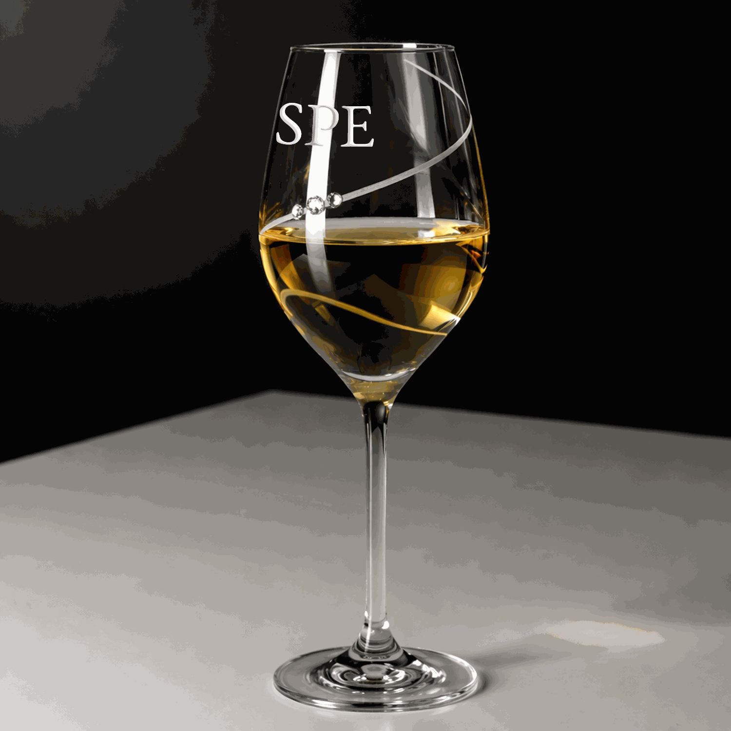 Monogrammed Crystal Wine Glass with Swarovski Crystals  Wine Glasses Deeply Engraved