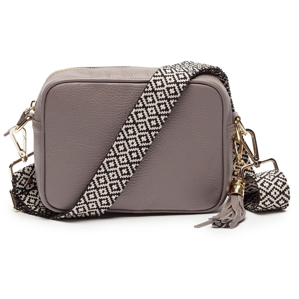 Monogrammed Leather Crossbody Bag in Grey  Leather Bags Deeply Engraved