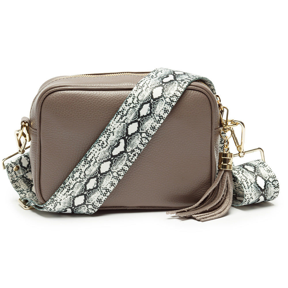 Monogrammed Leather Crossbody Bag in Grey  Leather Bags Deeply Engraved