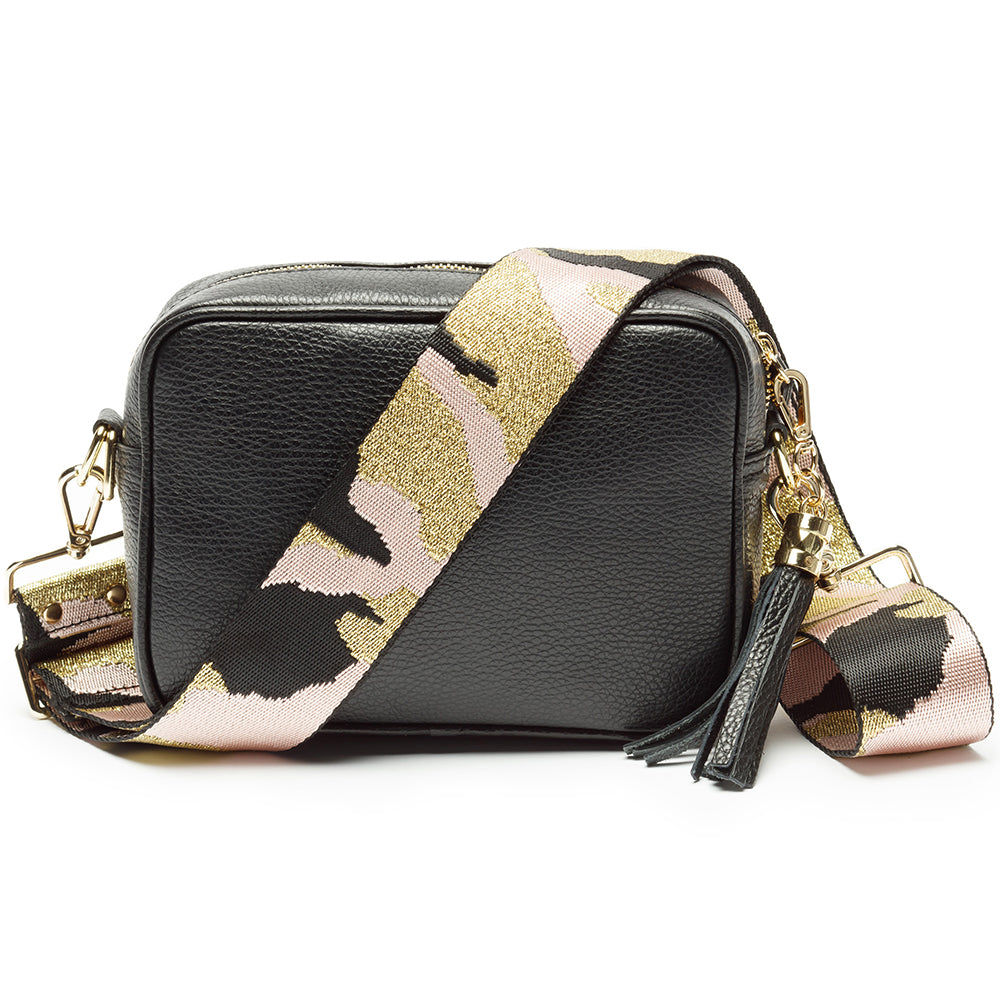 Monogrammed Leather Crossbody Mini Bag in Black  Leather Bags Deeply Engraved