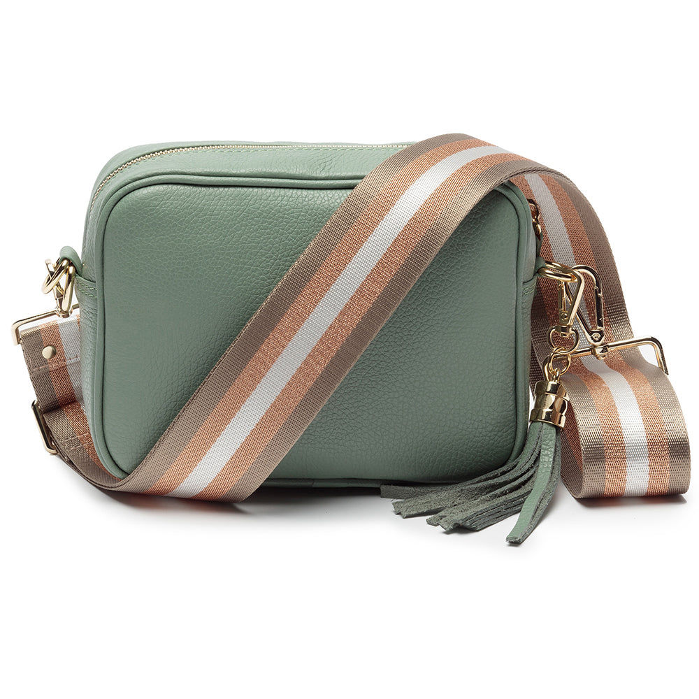 Monogrammed Leather Crossbody Mini Bag in Mint Green  Leather Bags Deeply Engraved