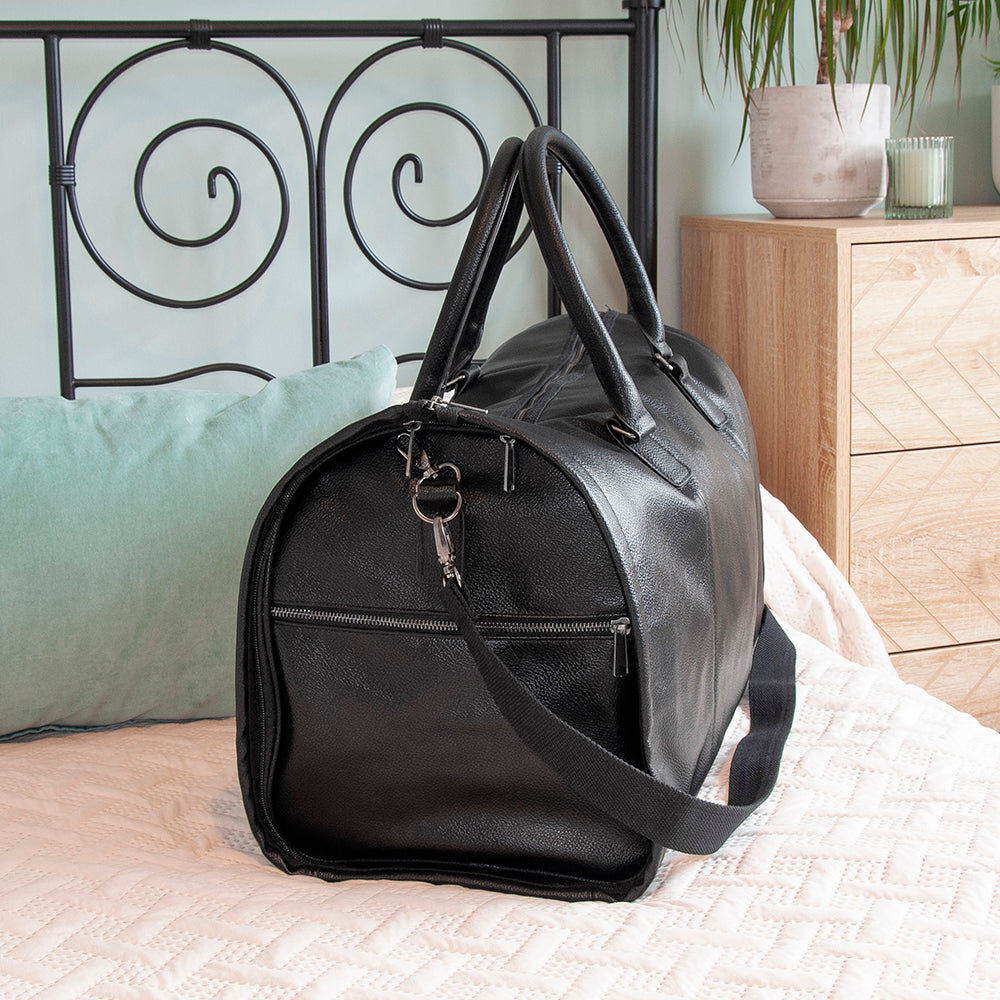 Monogrammed Vegan Leather Garment Bag  Men's Holdall Deeply Engraved