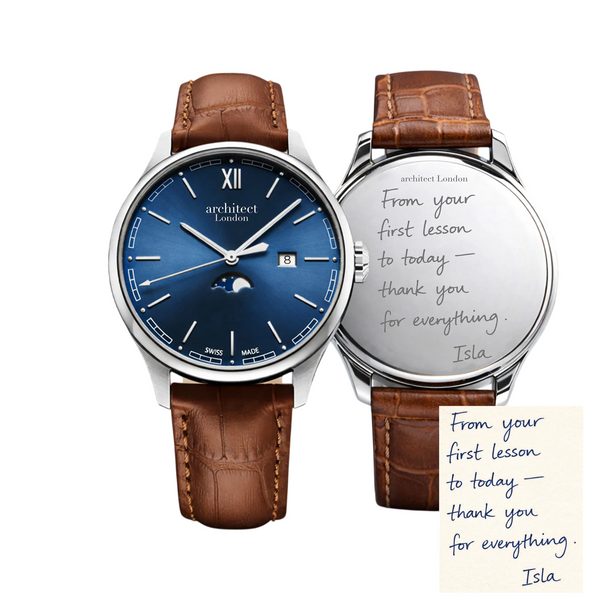 Sapphire Swiss 41 – Men's Handwriting Engraved Swiss Watch