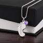 Mother's Day Engraved Baby Feet Necklace with Birthstone  Jewelry Deeply Engraved