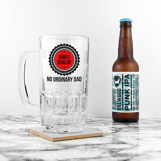 Personalized No Ordinary Dad Beer Glass Tankard