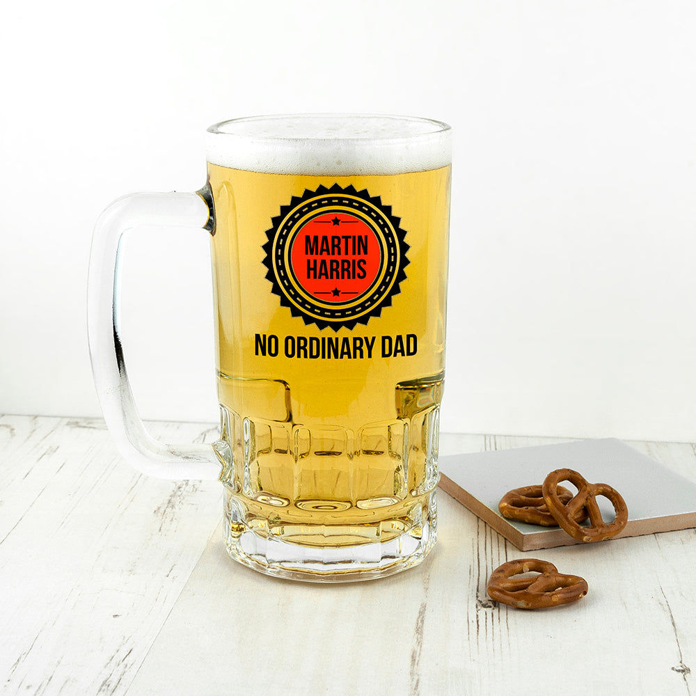 No Ordinary Dad Beer Stein | 740g Heavyweight Beer Mug  Beer Mugs Deeply Engraved