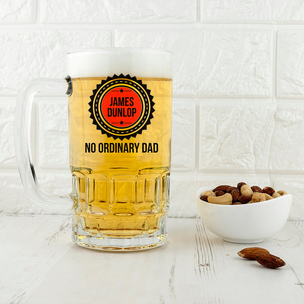 No Ordinary Dad Beer Stein | 740g Heavyweight Beer Mug  Beer Mugs Deeply Engraved
