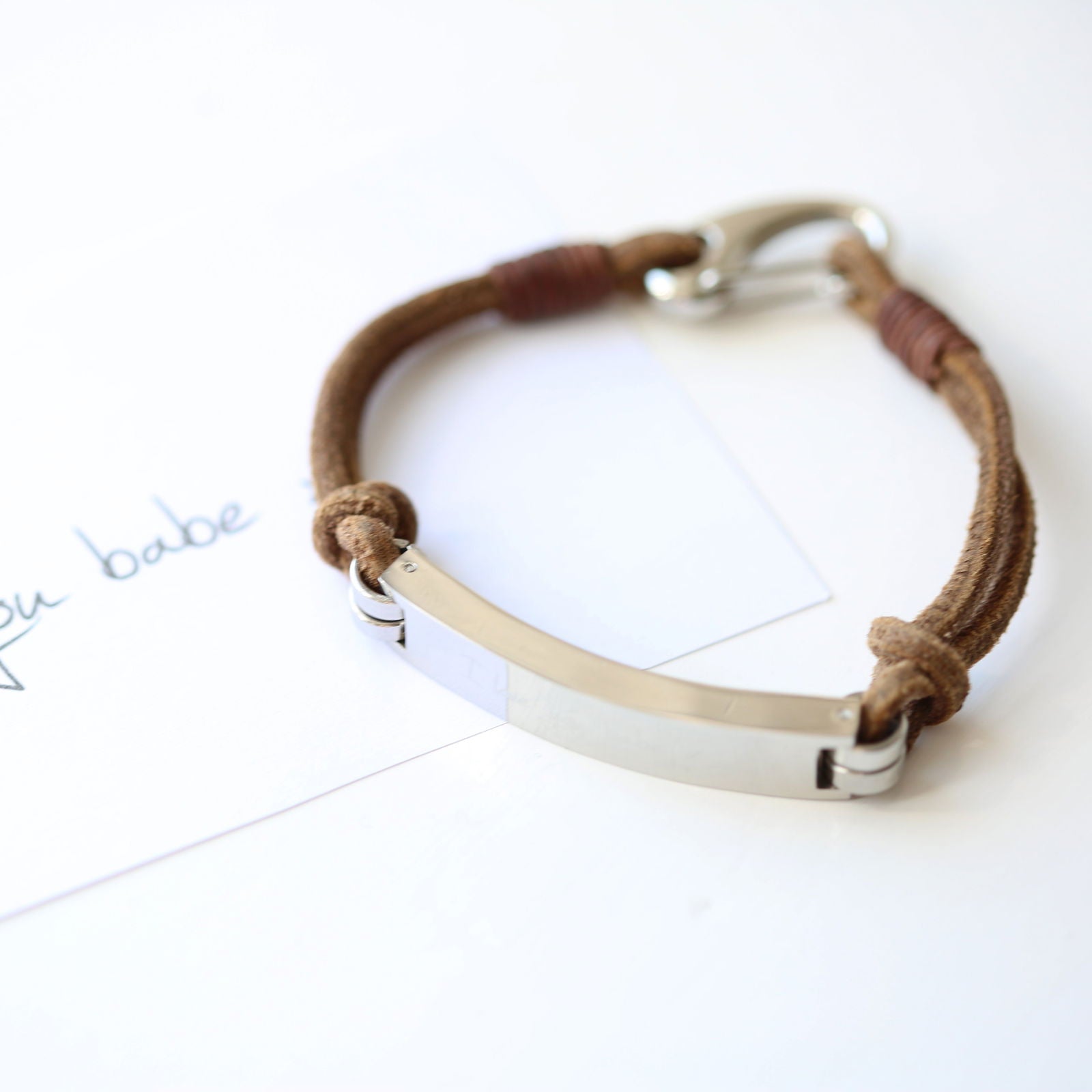 Nolven – Handwriting Engraved Wide-Clasp Bracelet  Men's Bracelets Deeply Engraved